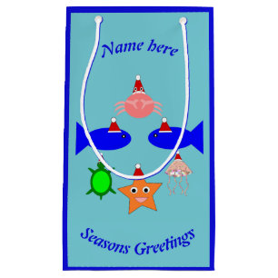 Christmas Sea Creatures Personalized Small Gift Bag