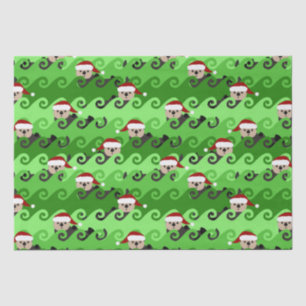 Christmas Sea Otters Green Waves Tissue Paper