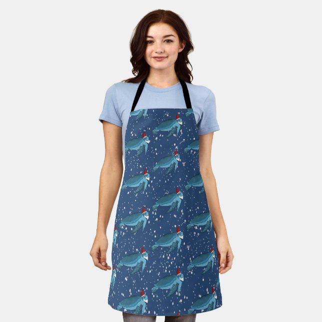 Christmas Sea Turtle  Apron (Worn)
