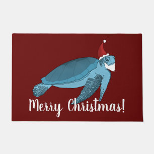 Christmas Sea Turtle  Doormat