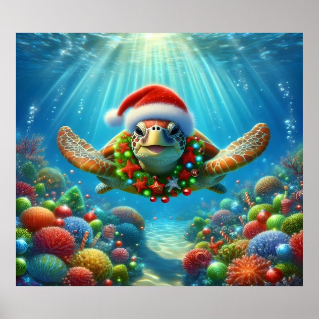 Christmas Sea Turtle Poster (Front)