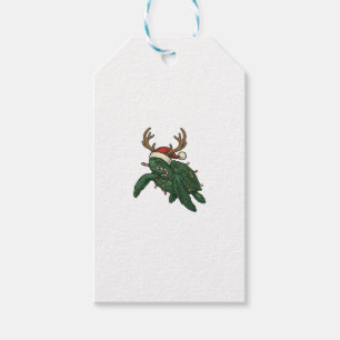 Christmas Sea Turtle Reindeer Vintage Engraving De Gift Tags