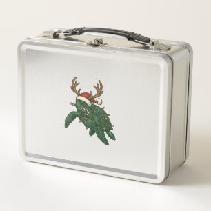 Christmas Sea Turtle Reindeer Vintage Engraving De Metal Lunch Box