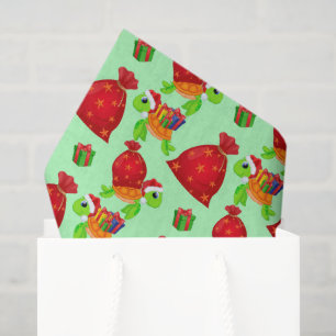 Christmas sea turtle Santa pattern Tissue Paper
