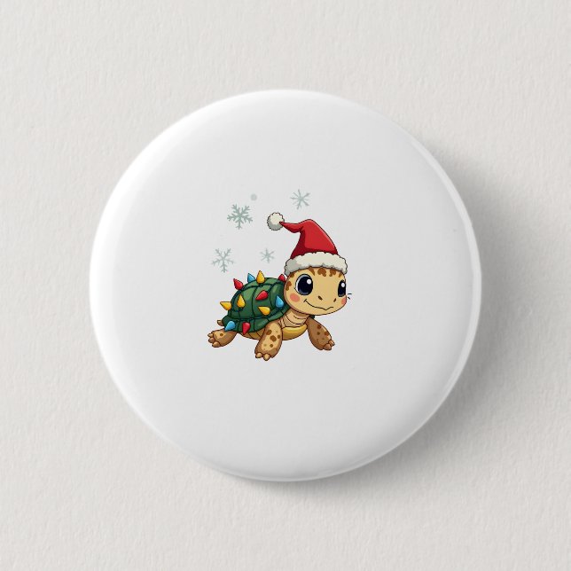 Christmas Sea Turtle Santa Xmas Men Women Boys Gir 2 Inch Round Button (Front)