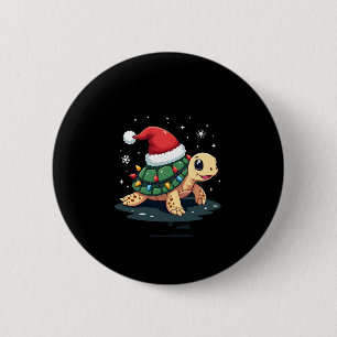 Christmas Sea Turtle Santa Xmas Men Women Boys Gir 2 Inch Round Button