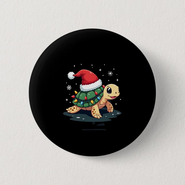 Christmas Sea Turtle Santa Xmas Men Women Boys Gir 2 Inch Round Button (Front)