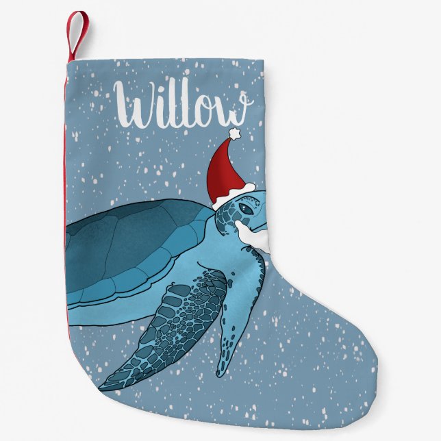 Christmas Sea Turtle  Small Christmas Stocking (Front)