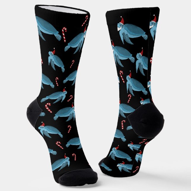 Christmas Sea Turtle  Socks (Angled)