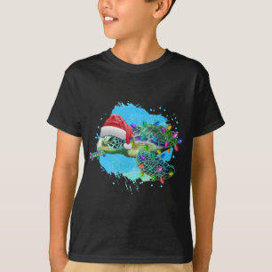 Christmas Sea Turtle With Santa Hat And Christmas T-Shirt