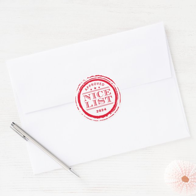 CHRISTMAS SEAL funny santa's nice list stamp red (Envelope)