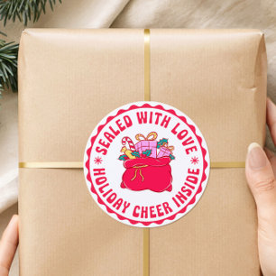 Christmas Sealed with Loved Holiday Cheer Inside Classic Round Sticker
