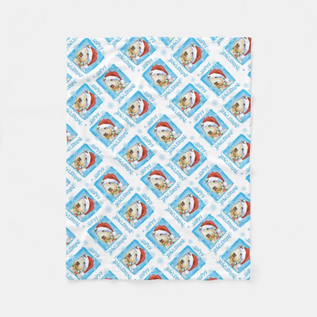 Christmas Sealyham Terrier Fleece Blanket (Front)