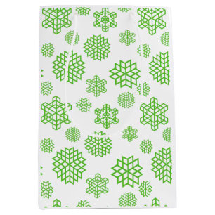 Christmas Seamless Green Snowflakes Medium Gift Bag