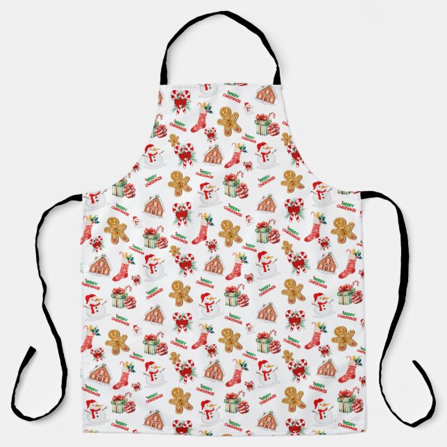 Christmas Seamless Pattern Apron (Front)