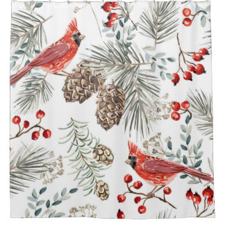 Christmas seamless pattern, cardinal birds, red be
