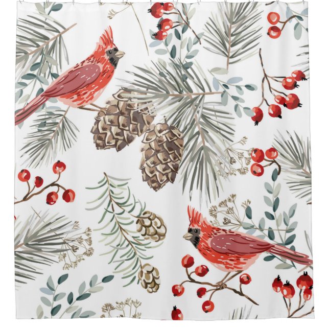 Christmas seamless pattern, cardinal birds, red be (Front)