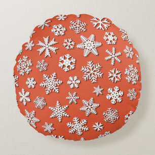Christmas seamless pattern of snowflakes with shad round pillow