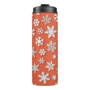 Christmas seamless pattern of snowflakes with shad thermal tumbler