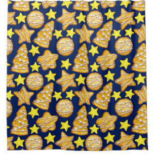 Christmas seamless pattern of sweets and yellow st