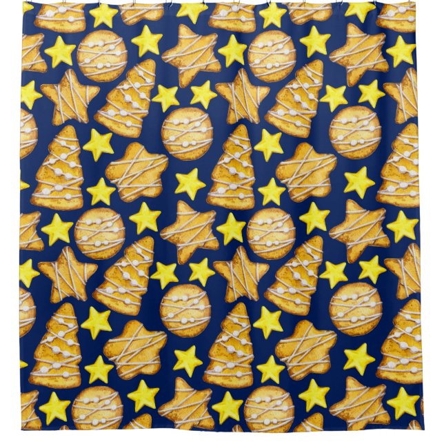 Christmas seamless pattern of sweets and yellow st (Front)