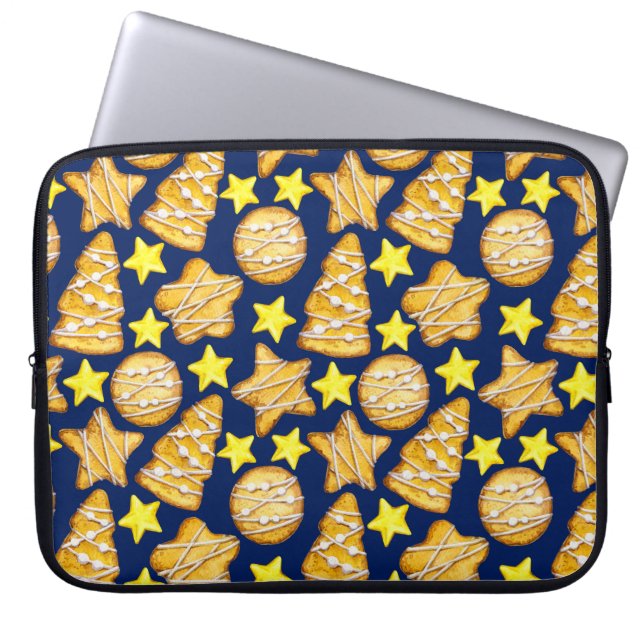 Christmas seamless pattern of sweets and yellow st laptop sleeve (Front)
