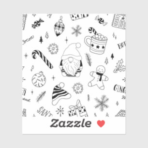 Christmas seamless pattern outline