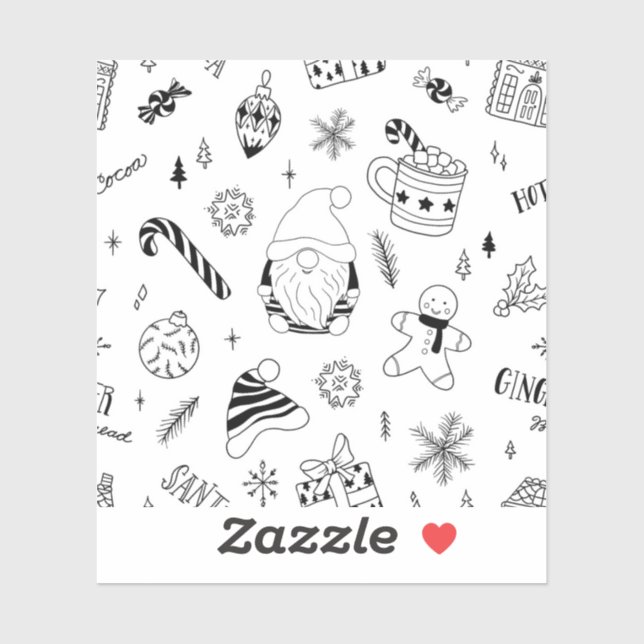 Christmas seamless pattern outline  (Sheet)