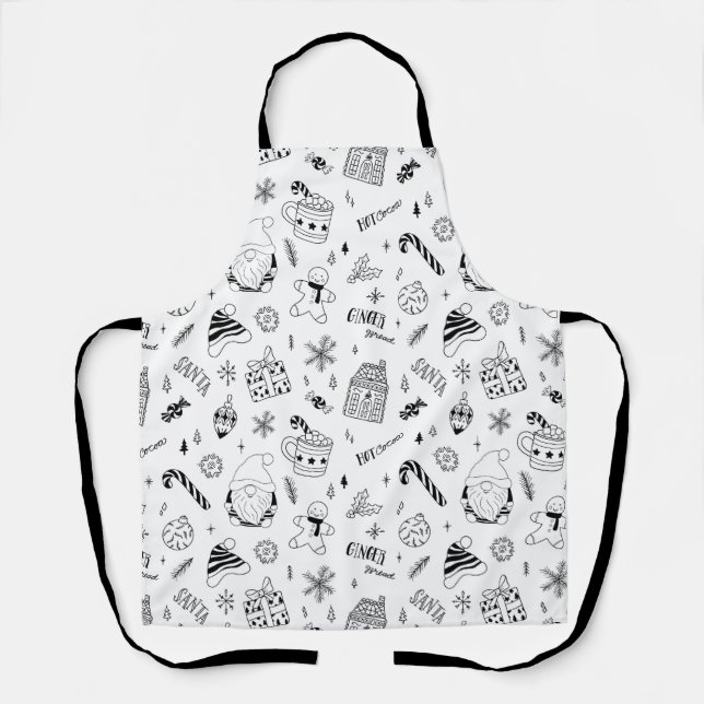 Christmas seamless pattern outline  apron (Front)