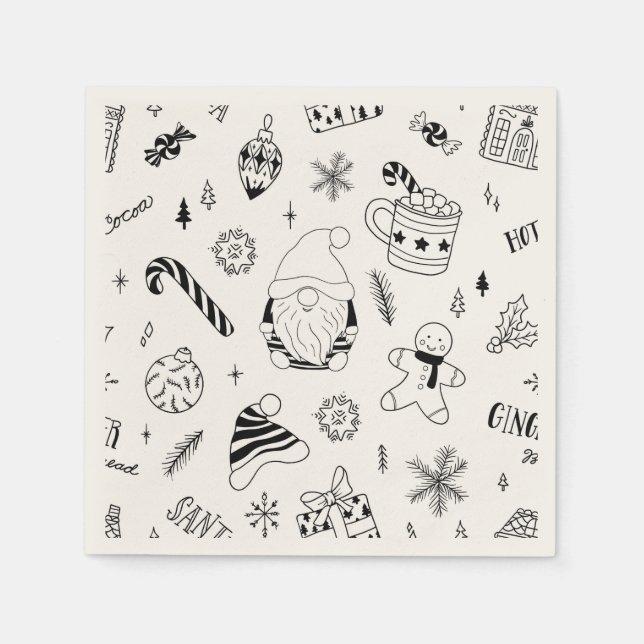 Christmas seamless pattern outline  napkin (Front)