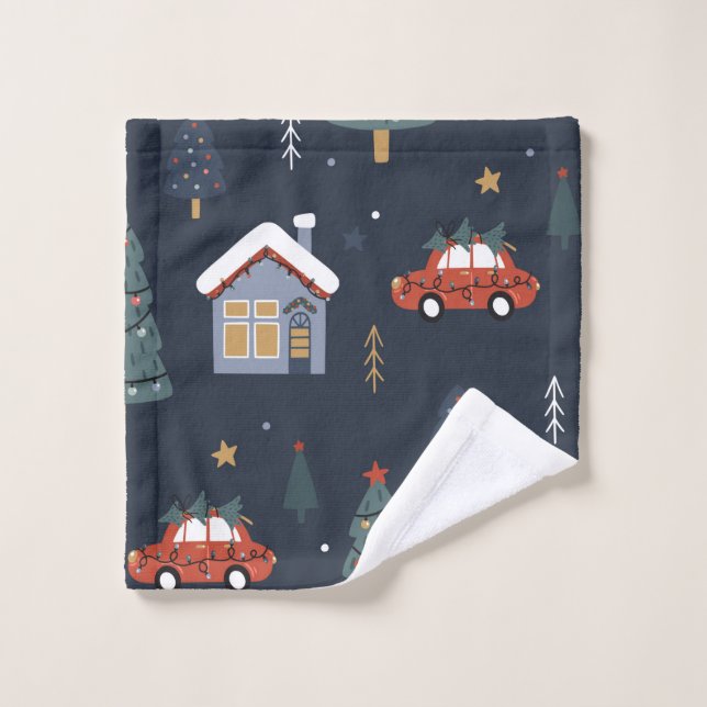 Christmas seamless pattern with christmas tree,car wash cloth (Wash Cloth)