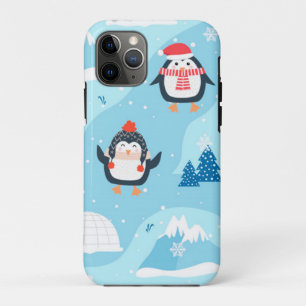 christmas seamless pattern with penguin iPhone 11 pro case