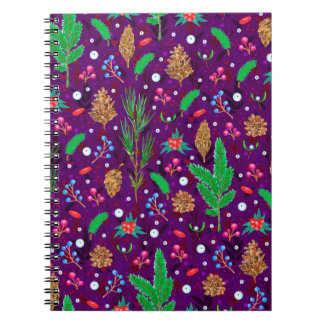 Christmas seamless pattern with pine cones, fir br notebook