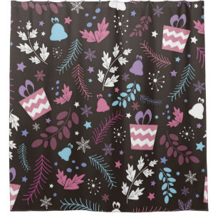 Christmas seamless pattern with tree, snow, gift