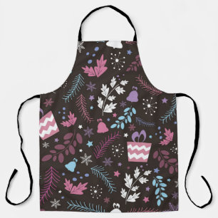 Christmas seamless pattern with tree,  snow,  gift apron