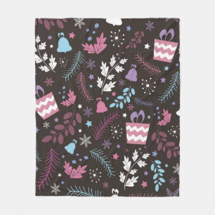 Christmas seamless pattern with tree,  snow,  gift fleece blanket