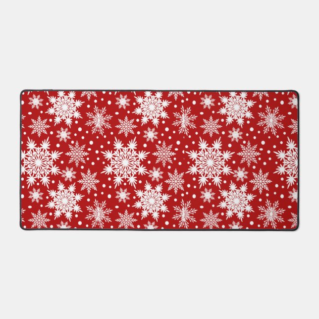 Christmas Seamless White Snowflakes Pattern Desk Mat (Front)