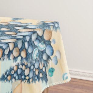 Christmas Seashells Tree Beach  Tablecloth