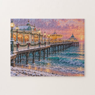 Christmas Seaside Pier Scene Jigsaw Puzzle