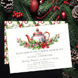 Christmas Season Bridal Tea Party Invitation<br><div class="desc">This festive Christmas season bridal shower tea invitation features a tea pot adorned with holly and berry branches. The invitation is perfect for celebrating the upcoming bride during the holiday season. The front of the invitation features the tea pot and the bride's name, date, time, and location of the shower....</div>