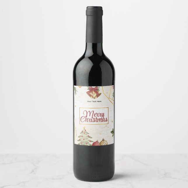 Christmas Season Celebration Merry Christmas Wine Label (Front)