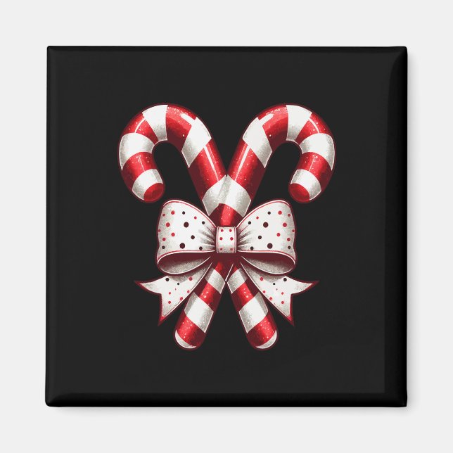 Christmas Season Cute Candy Cane Retro Coquette Bo Magnet (Front)