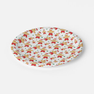 Christmas Season Gingerbread man and Mistletoe Paper Plate