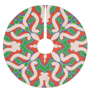 Christmas season green red blue classic pattern   brushed polyester tree skirt