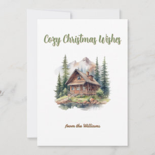 Christmas Season Holiday Cabin Mountain Forest Card