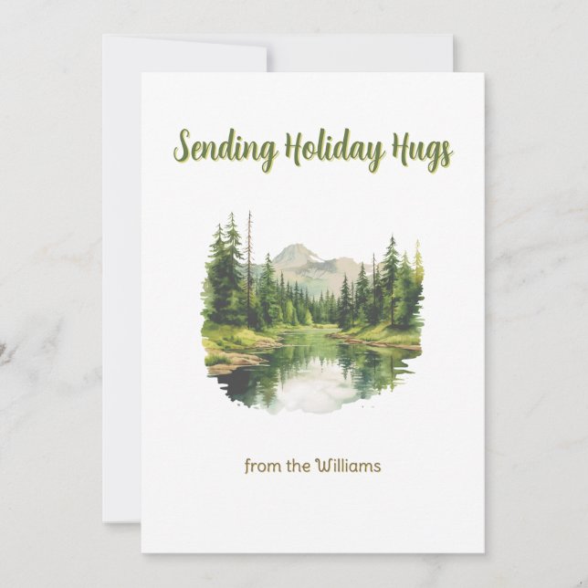 Christmas Season Holiday Mountain Water Lake (Front)