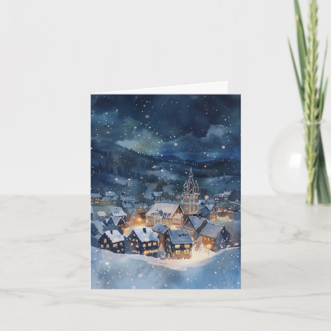 Christmas season night sky city  card (Front)