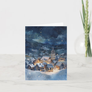 Christmas season night sky city card