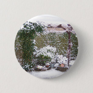 Christmas Season, Snow in the garden 2 Inch Round Button