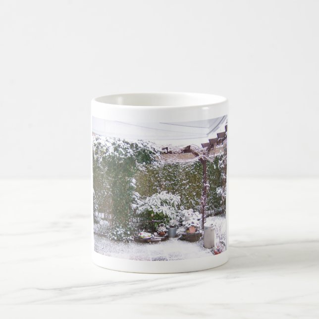 Christmas Season, Snow in the garden Coffee Mug (Center)